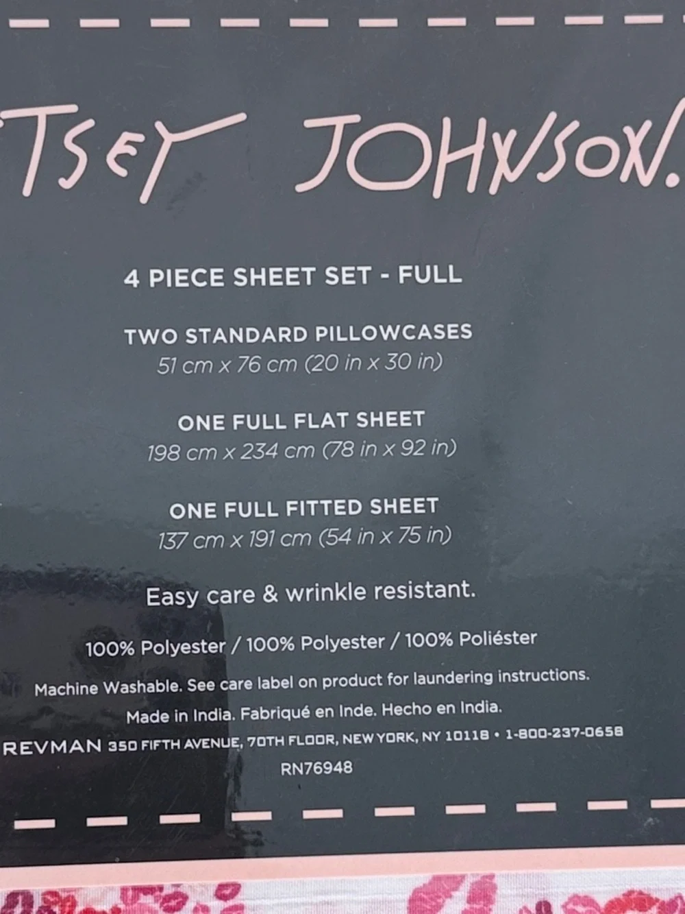 Betsey Johnson Full Sheet Set Lipstick Kiss Hearts Pink Bedding 4 Piece
